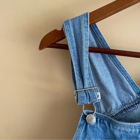 Y2K Basic Concepts Blue Denim Short Bib Carpenter Overalls Woman Large Coquette - Picture 4 of 15